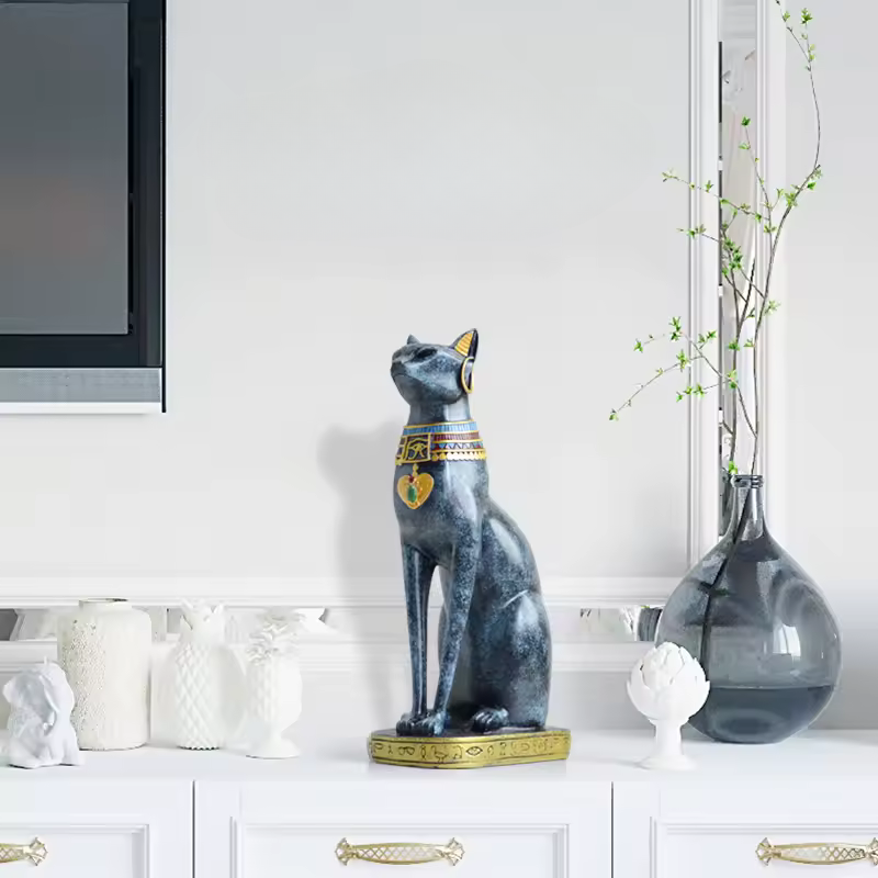 Estátua Gato Bastet – Guardiã Egípcia em Resina