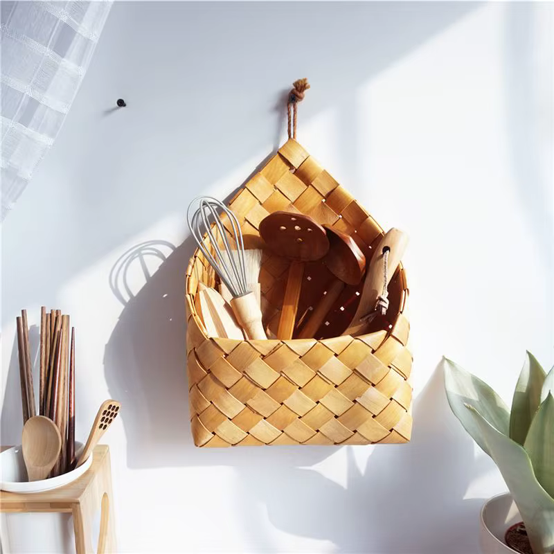 Cesta de Armazenamento Para Parede em Bambu Artesanal