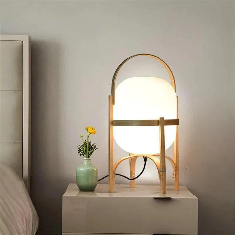 Luminária Abajur Wood Frances Moderno