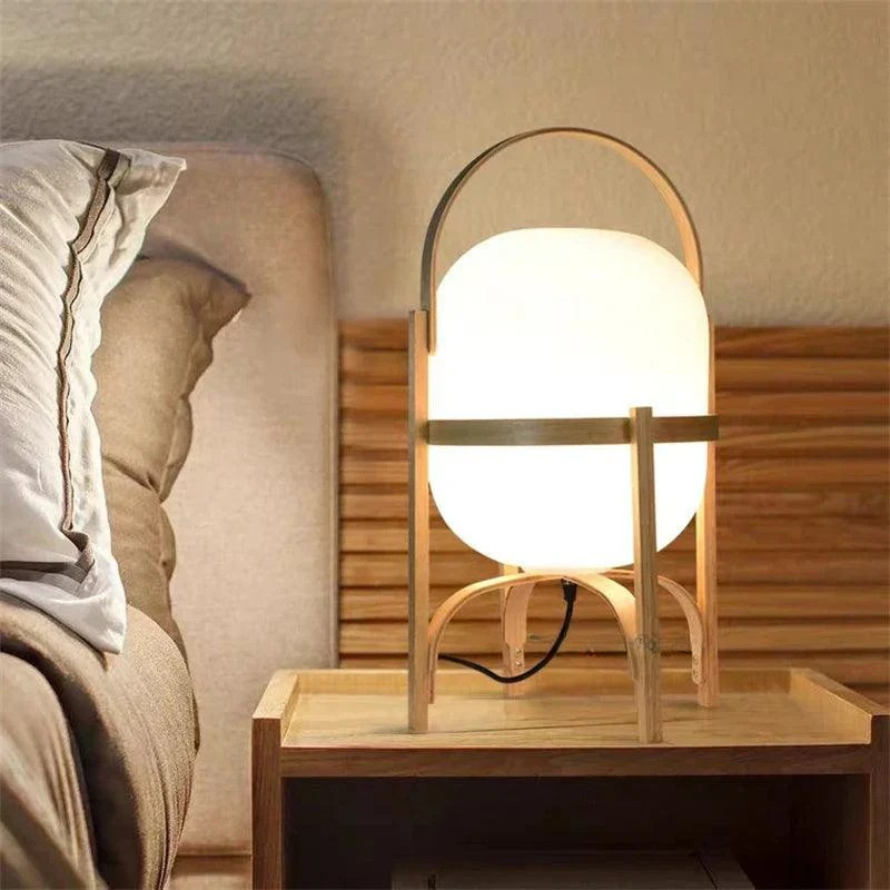 Luminária Abajur Wood Frances Moderno
