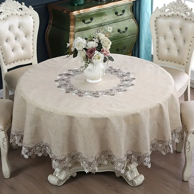 Toalha de Mesa Redonda Bordada Luxo