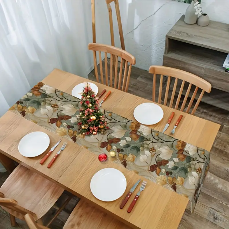 Toalha Corredor de Mesa Vintage em Linho com Estampa Floral