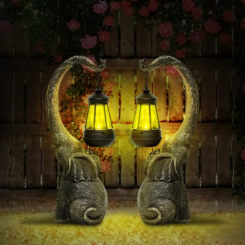 Luminária de Jardim com Formato de Elefante em Resina
